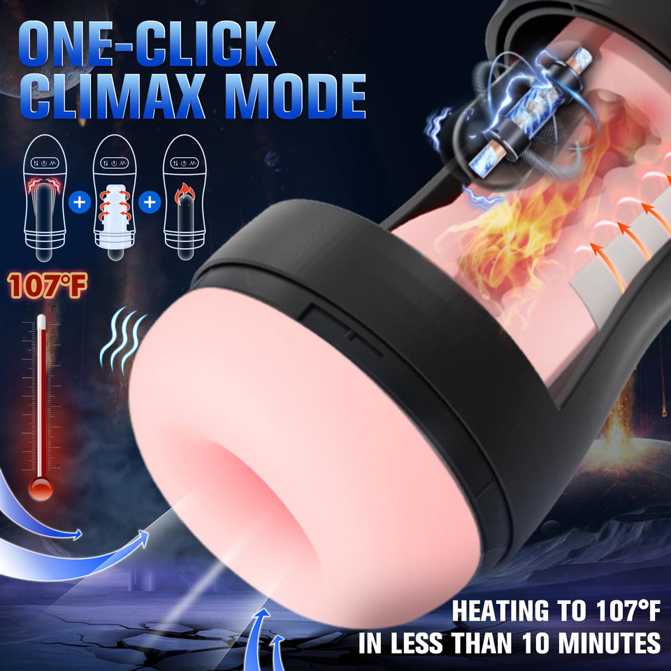 Automatic Male Masturbator, Sucking Male Masturbators Penis Pump with 9 Suction & 10 Vibrating & Heating Mens Male Sex Toys, Han