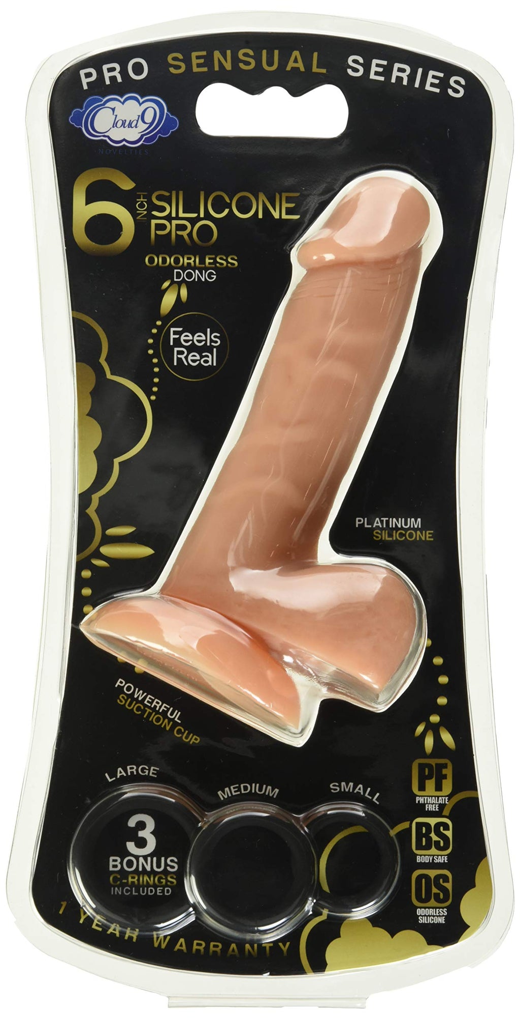 Pro Sensual Premium Silicone Dong W/ 3 C Rings Light 6 "