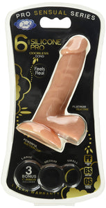 Pro Sensual Premium Silicone Dong W/ 3 C Rings Light 6 &quot;