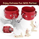 BDSM Bondage Sex Restraints Set Couples Sex Toys, Neck to Wrist Restraints Kit with Traction Chain Back Sex Handcuffs Collar Adj