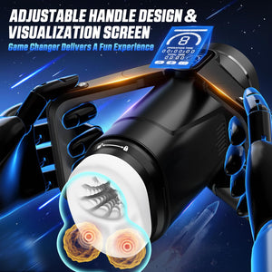 AOOXOOA Sex Toys for Men Automatic Male Masturbator Penis Pump, 9 Scrotal Vibrations, Wing Handle Design, 9 Thrusting, LCD Displ