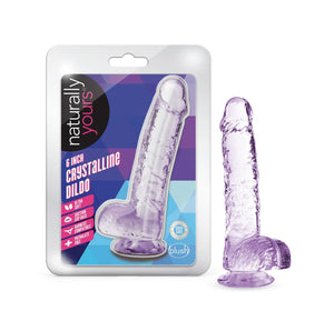 Blush 6 Naturally Yours Amethyst Realistic Crystalline Dildo w/Balls, Beginners Anal & Vaginal Play Lifelike Cock, Suction Cup B
