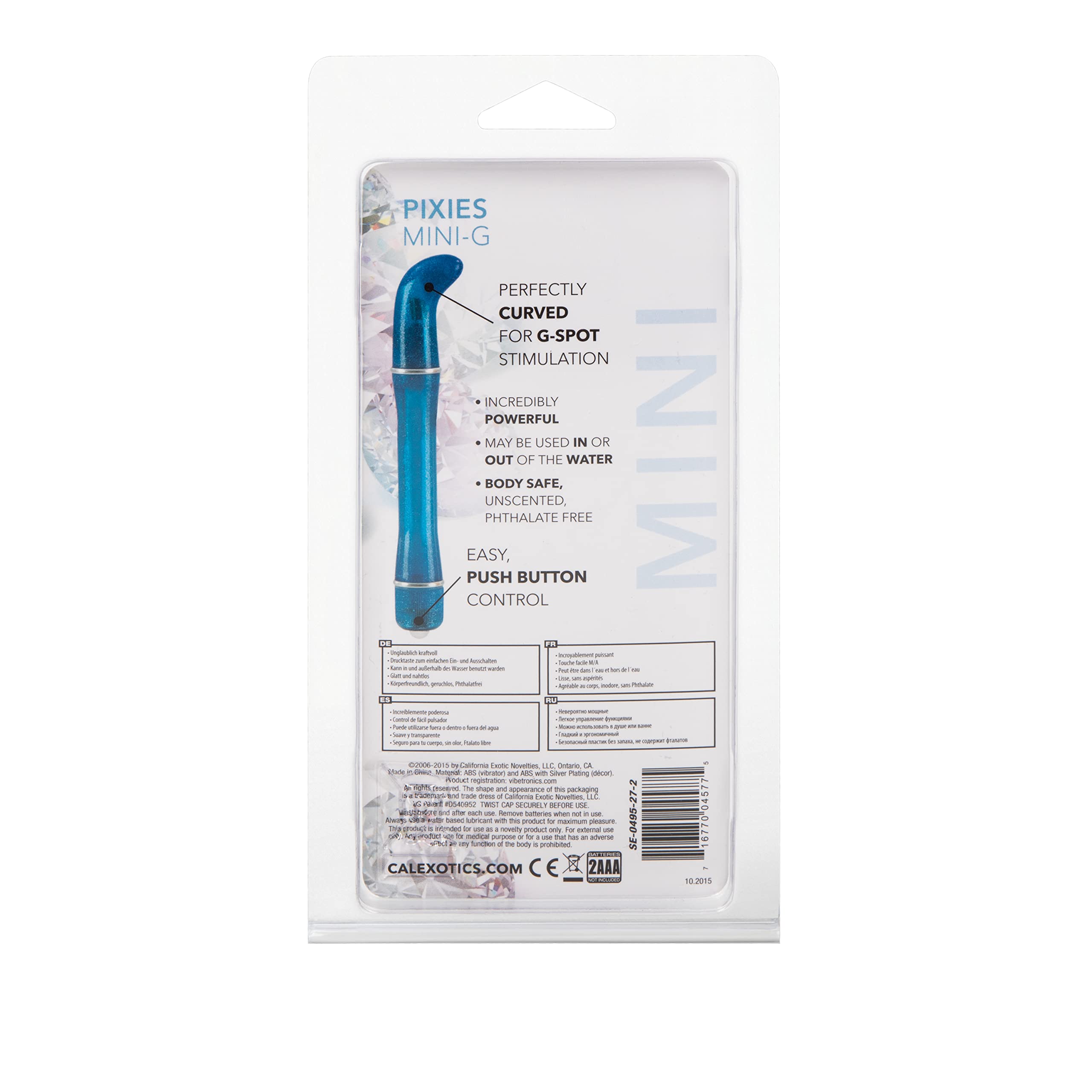 California Exotics Waterproof Pixies Mini G, Blue, 5''