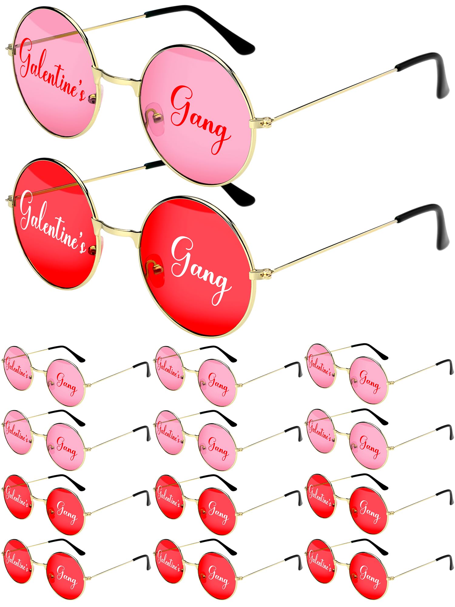 Flutesan 12 Pair Galentines Gang Sunglasses Gifts Bulk Red and Pink Galentines Day Party Favors Bestie Friends Woman Glasses(BFF
