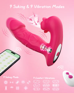 Rose Vibrator Toy for Woman,Sucking Dildo Stimulator with 9 Sucker Vibrators Modes,Remote Control G Spot Nipple Stimulation Sex