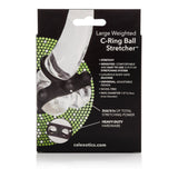 Calexotics Large Weighted C-Ring Ball Stretcher Silicone Fully Adjustable 3 Snap Design Erection Enhancer, Black,43057