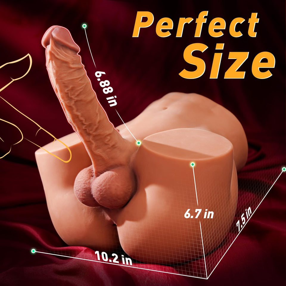10.8LB Male Sex Doll with Flexible Dildo, Isskis Realistic Sex Dolls 6.8in Huge Cock for Female Masturbation, Tight Anal Butt fo