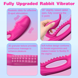 Ablushgirl Rabbit Vibrators G Spot Clitoral Vibrator, Upgraded Realistic Dildo Female Sex Toys with 10 Powerful Vibrations Nippl