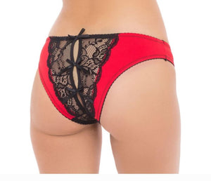 Simple Fantasy Crotchless Panty - M/L - Red