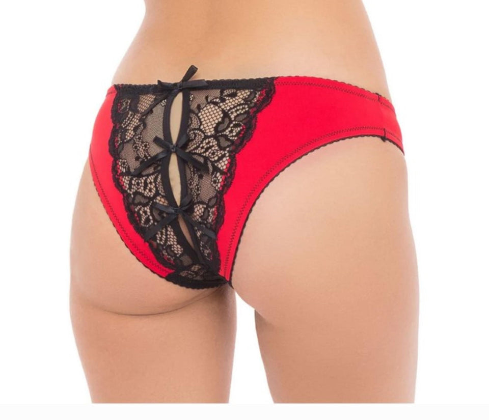 Simple Fantasy Crotchless Panty - M/L - Red