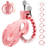 Dokehu Male Chastity Cage Pink, Large Lightweight Chastity Device with Adjustable 8 Sizes and Invisible Lock, Man Penis Exercise
