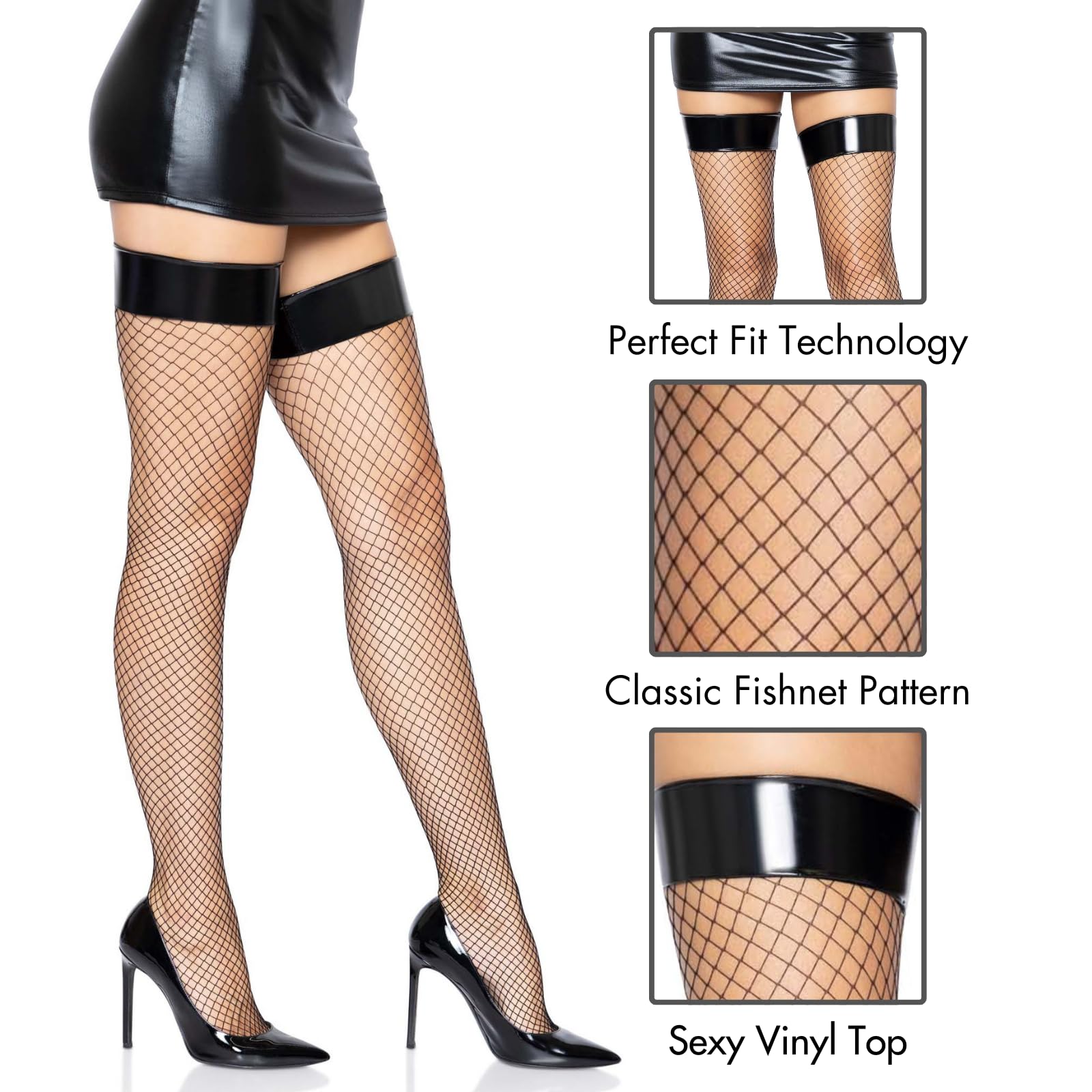 Fishnet Stocking W/Vinyl Top O