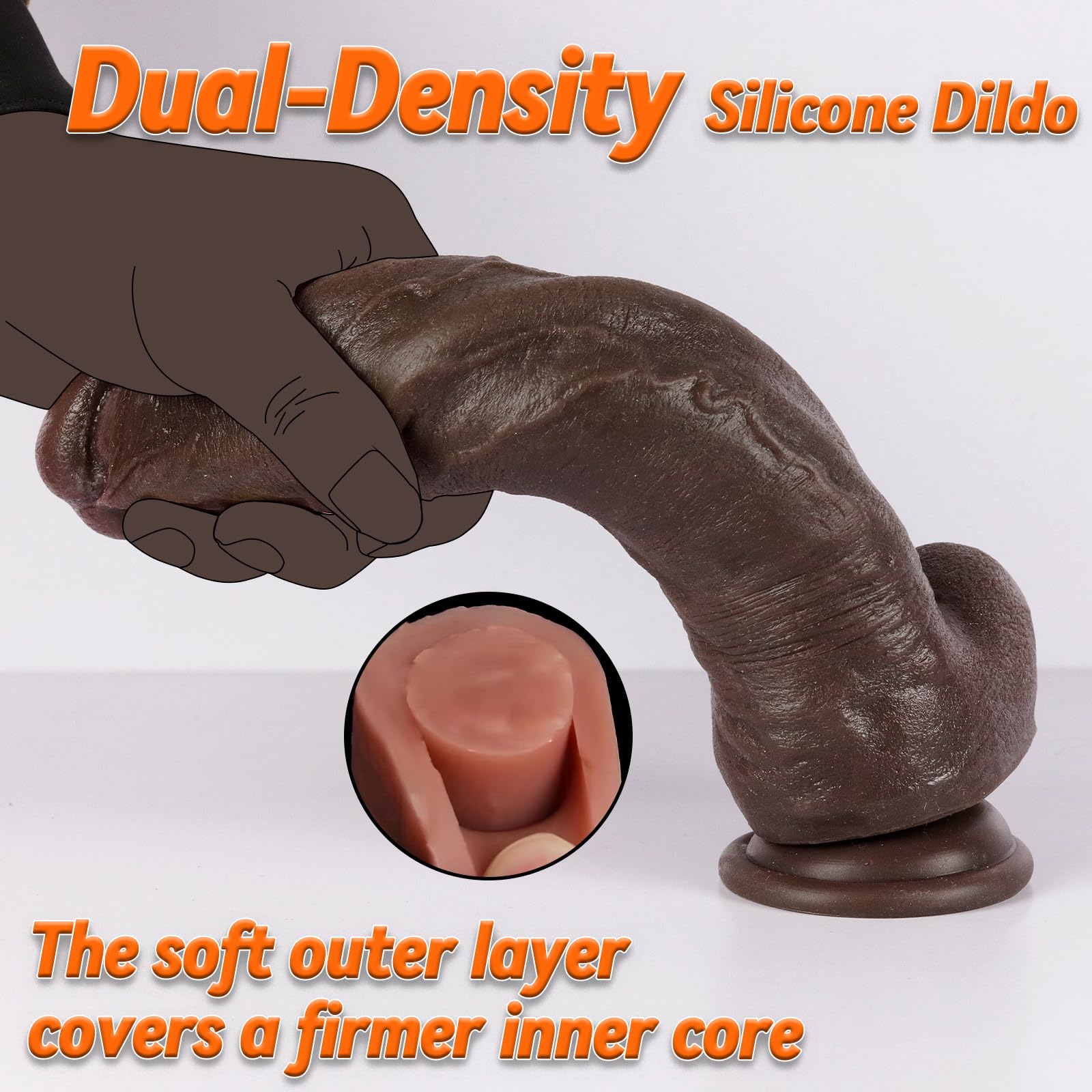10 Inch Huge Thick Big Black Dildo - Real Skin Long BBC Anal Dildo, Strap on Dildos with Suction Cup for Anal G Spot, XL Massive