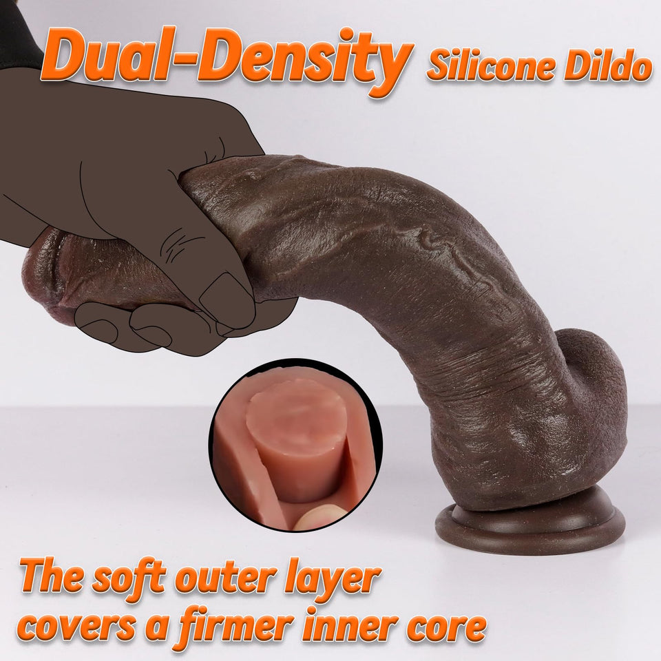 10 Inch Huge Thick Big Black Dildo - Real Skin Long BBC Anal Dildo, Strap on Dildos with Suction Cup for Anal G Spot, XL Massive