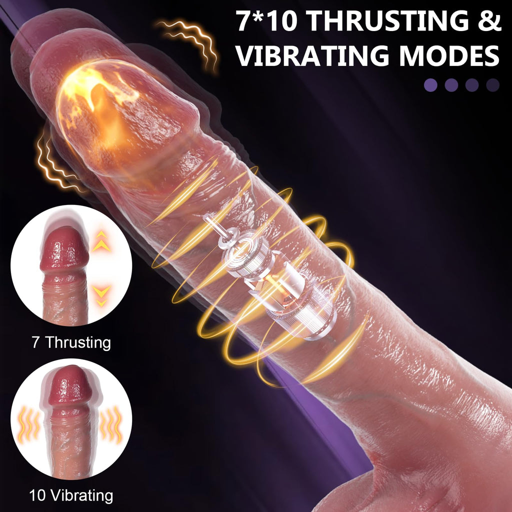 Thrusting Dildo Vibrator Sex Toys - 8.5 Inch Realistic Dildos with 7 Thrusting & 10 Vibrating & Heating Modes, Remote Control St