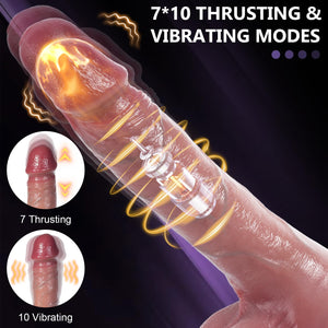 Thrusting Dildo Vibrator Sex Toys - 8.5 Inch Realistic Dildos with 7 Thrusting & 10 Vibrating & Heating Modes, Remote Control St