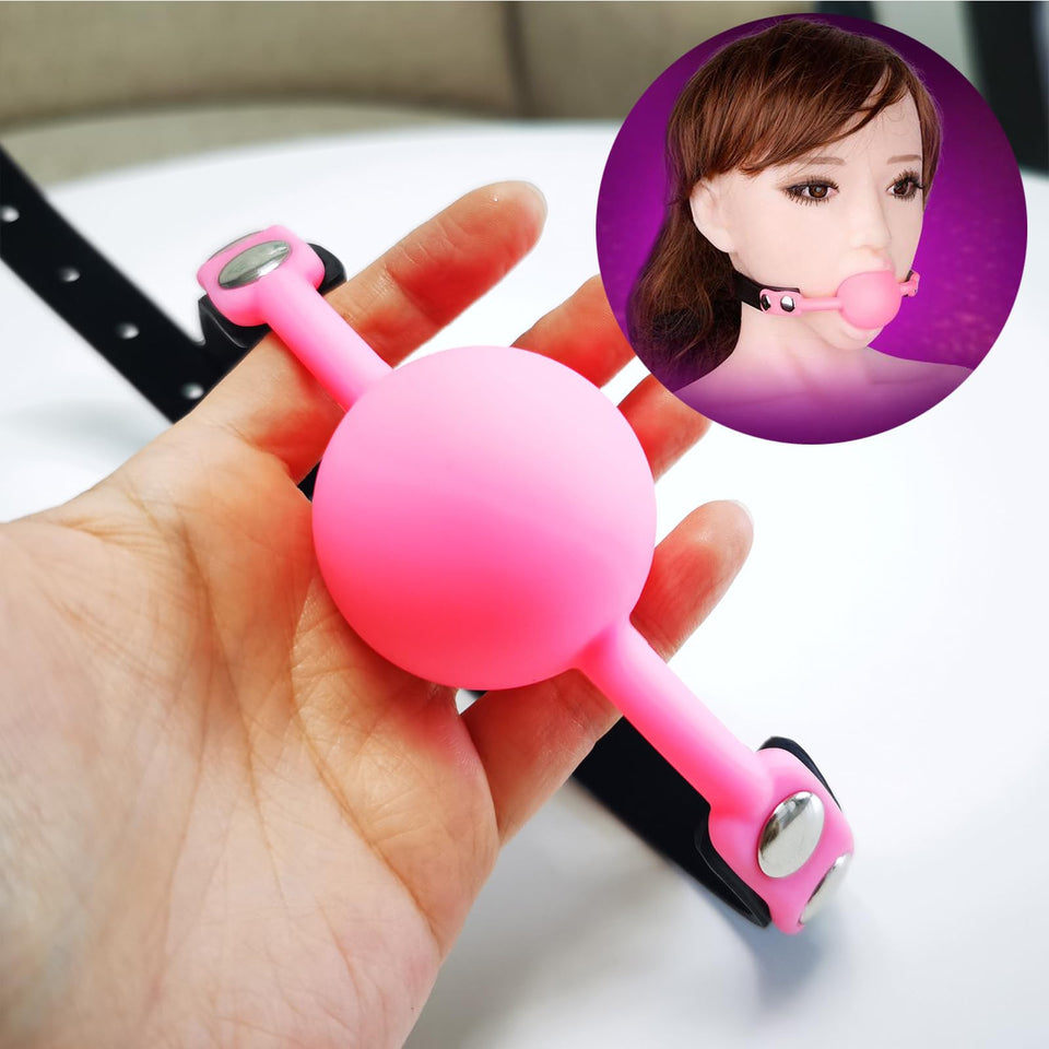 DFsucces Leather Restraints Ball Mouth Plug Silicone Bondage Ball Gag for Sex, BDSM Restraints Toys Sex Gag Muzzles (Pink) (P1)