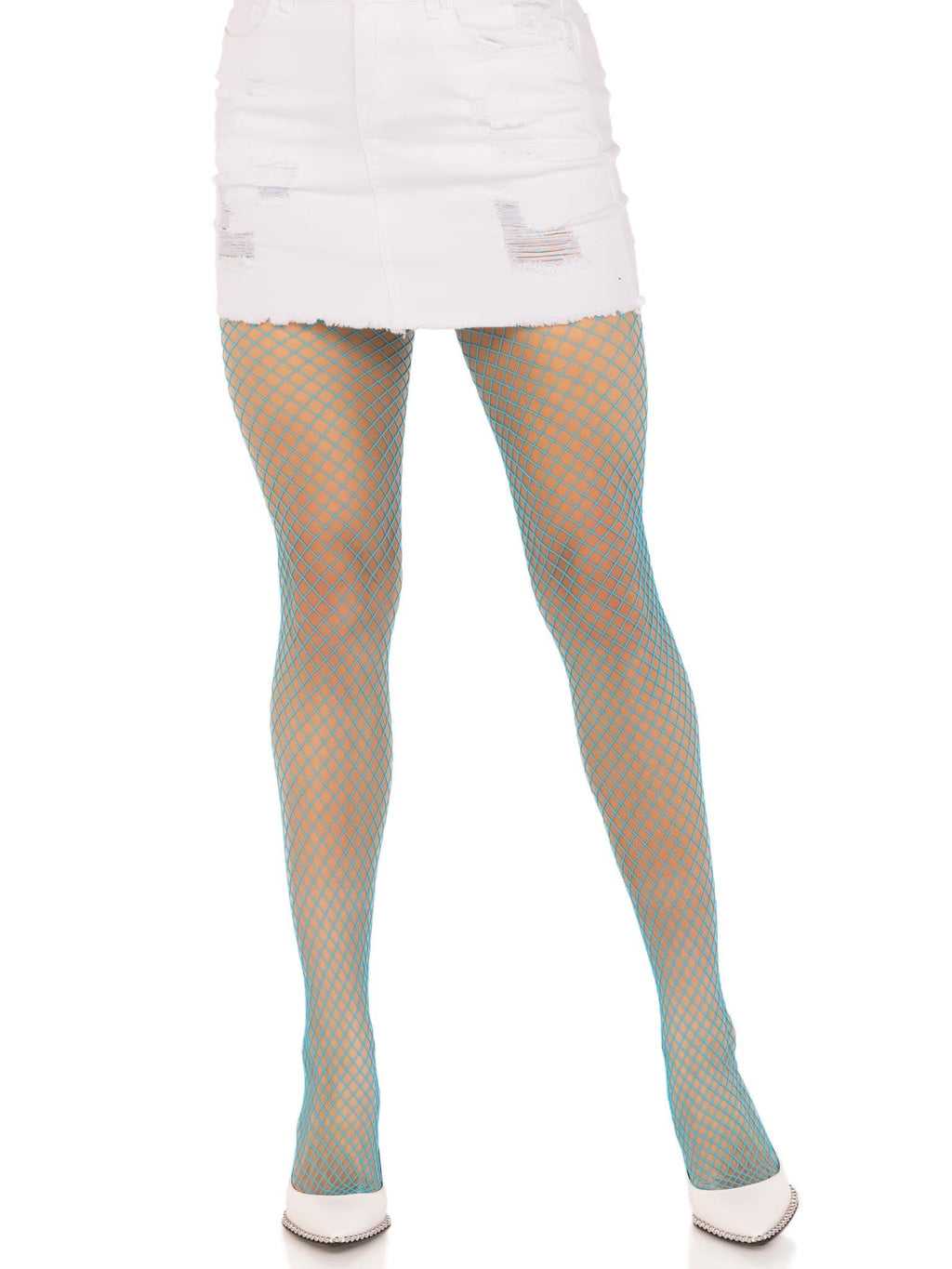 Leg Avenue Spandex Industrial Net tights, 1X-2X, NEON BLUE