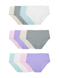 Fruit of the Loom Womens Modal Underwear, Low Rise Brief-12 Pack-Purple/Cashmere/Grey, 5