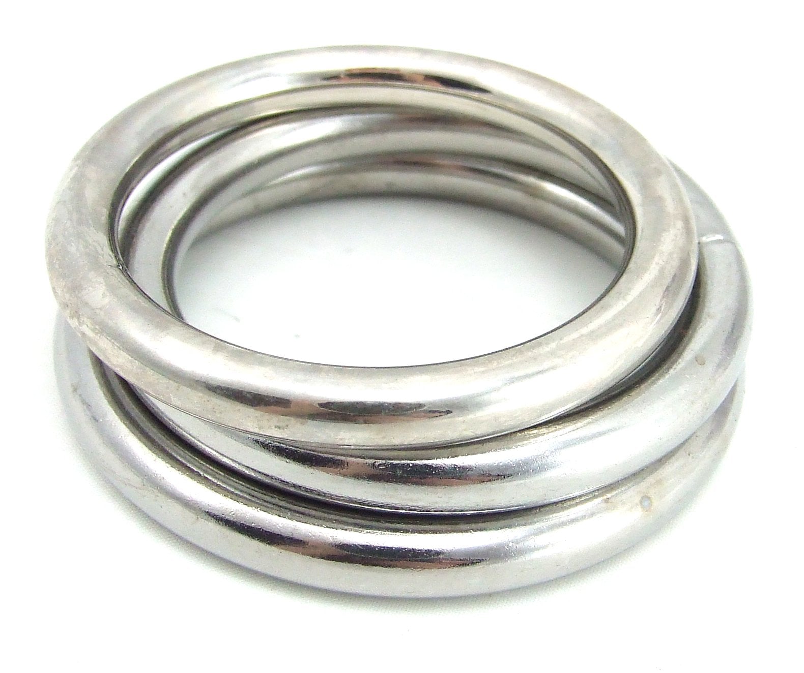 Heart 2 Heart Cock Ring - Metal - 3 Pc Set - Lg. Chrome