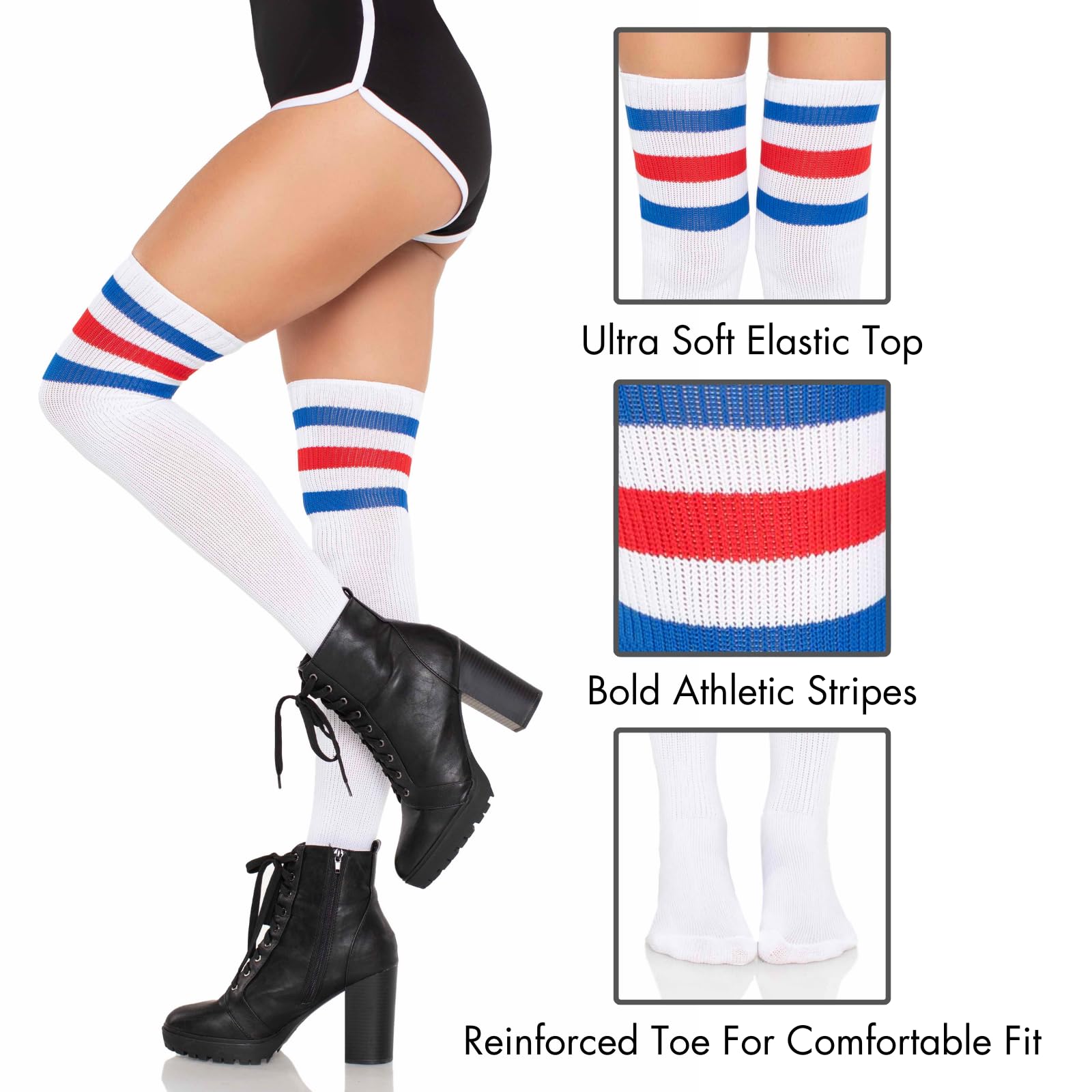 3 Stripes Athletic Ribbed Thigh Highs
