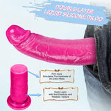 Adult Sex Toys for Women,7.8 ' ' Double Silicone Movable Foreskin Dildo with Strong Suction Cup,1.9 ' ' Diam Realistic Dildos Hu