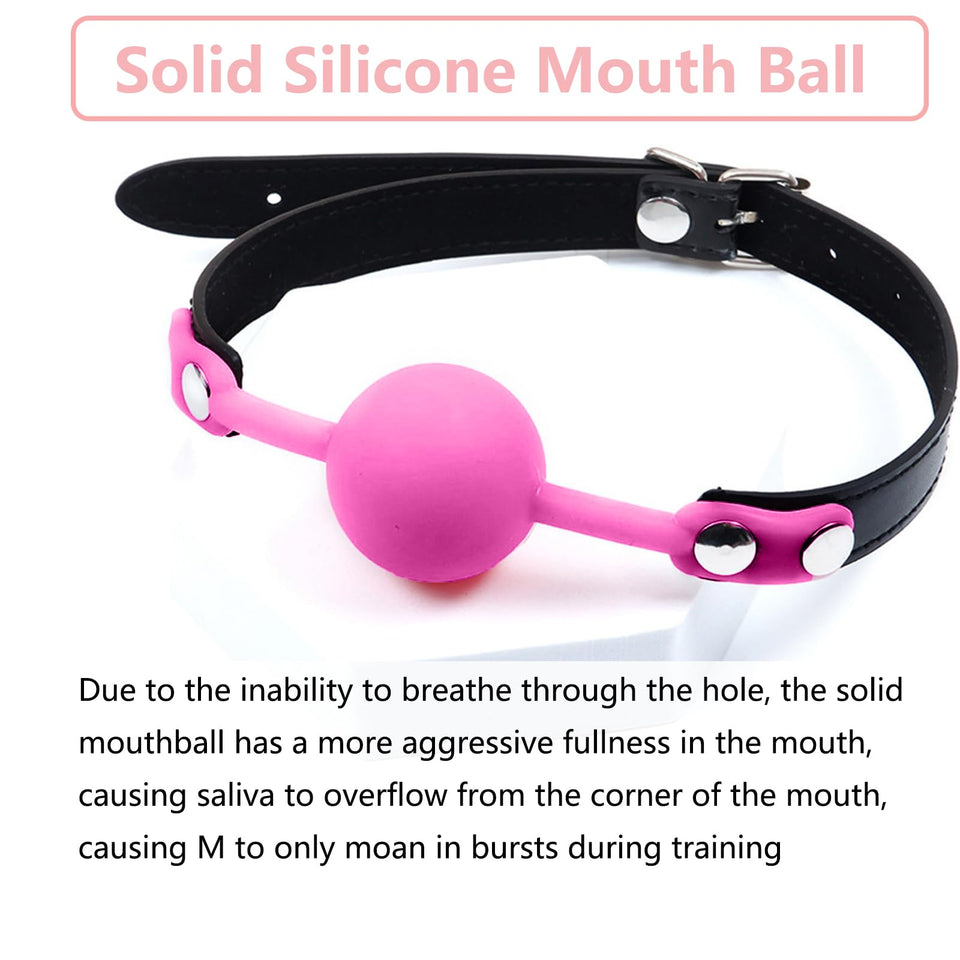 DFsucces Leather Restraints Ball Mouth Plug Silicone Bondage Ball Gag for Sex, BDSM Restraints Toys Sex Gag Muzzles (Pink) (P1)