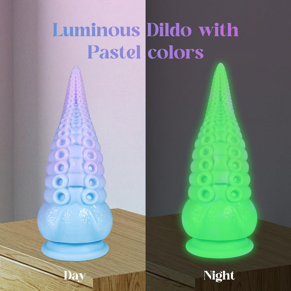 Monster Dildo Adult Sex Toys: Luminous Thick Tentacle Dildo with Suction Cup, 8.7 '' Big Dragon Dildos Liquid Silicone Anal Toys