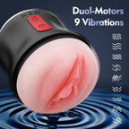 Adult Sex Toys Male Masturbator- Open Ended Powerful Vibration Pocket Pussy for Men, Male Stroker Vibrator Lifelike Vaginal Anal