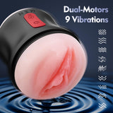Adult Sex Toys Male Masturbator- Open Ended Powerful Vibration Pocket Pussy for Men, Male Stroker Vibrator Lifelike Vaginal Anal