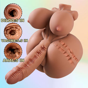 Clarerupt 3 in 1 Shemale Sex Doll Trans Sex Toy with Penetrable Dildo and Pussy Ass, FUTA Sex Doll Torso Male Masturbator with B