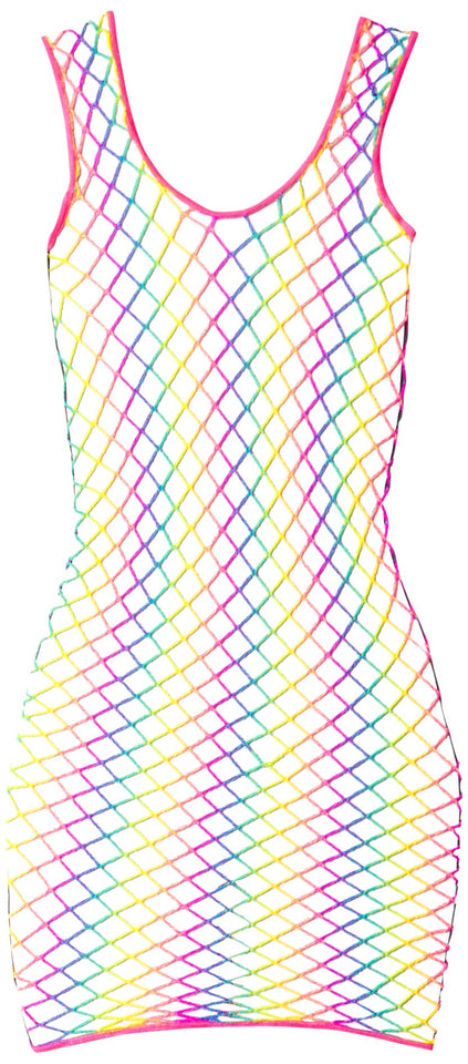 Rainbow Net Tank Mini Dress. - O/S / Multicolor