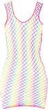 Rainbow Net Tank Mini Dress. - O/S / Multicolor