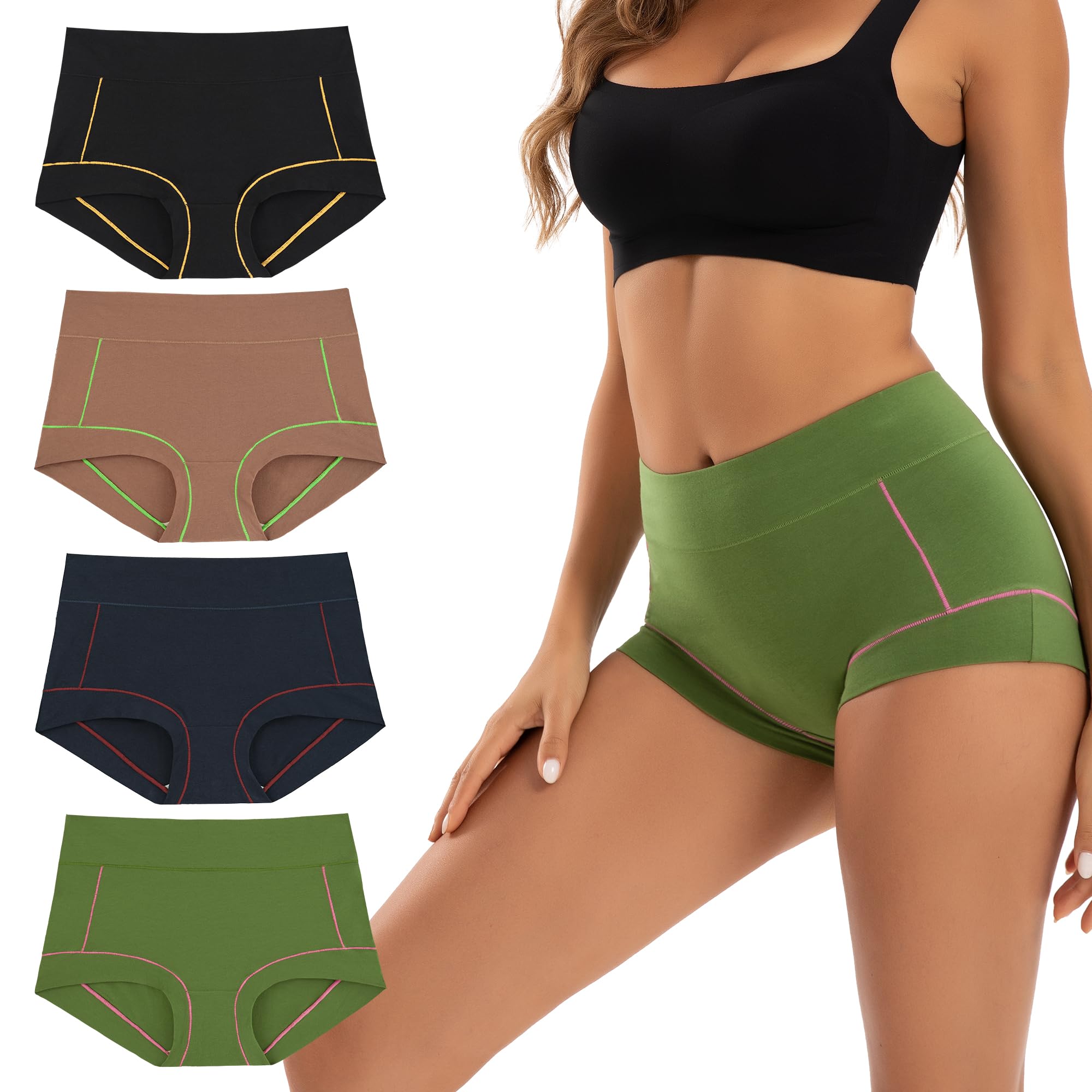 INNERSY Womens Cotton Boyshorts Underwear Soft Moisture Wicking Boxer Briefs 4-Pack(Dark Gorgeous,Small)