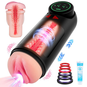 Sex Toys Automatic Male Masturbator - Adult Toys Penis Pump with 4 Sucking & Vibrating & Thrusting Modes, Sex Toys for Men Pocke