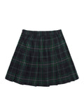 WDIRARA Womens Casual Plaid High Waist Pleated A-Line Mini Skirt Green Tartan XS