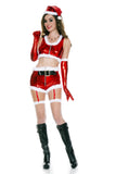 Music Legs 70632-ML 4 Piece Zip Up Metallic Shorts with Marabou Trim & Attached Garters with Matching Crop Top with Santa Hat & 