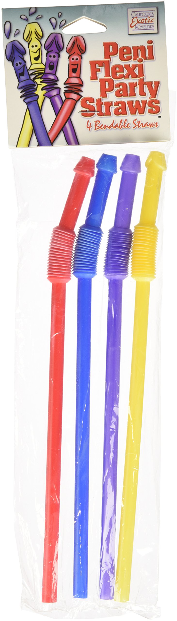 California Exotics Peni Flexi Party Straws, 4-Count