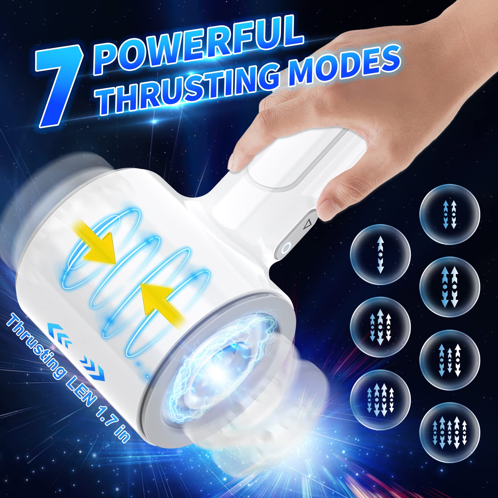 Automatic Thrusting Male Masturbators,Pocket Pussycats Male Masturbators Cup with 7 Thrusting & Vibrating Modes Mens Stroker Blo