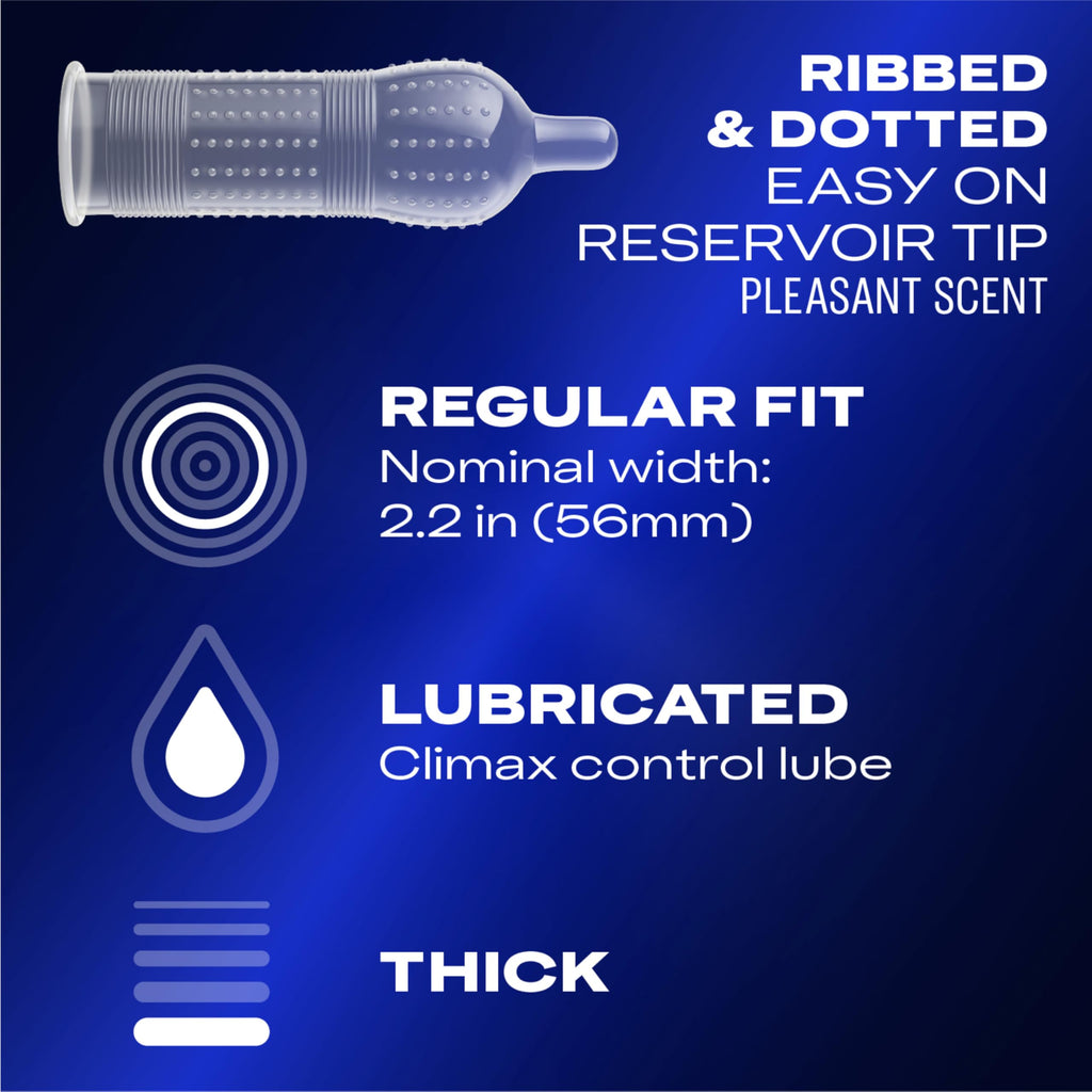 Durex Performax Intense Natural Rubber Latex Ultra Fine Ribbed Condoms, Regular Fit, 48 Count (2 Pack), Contains Desensitizing L