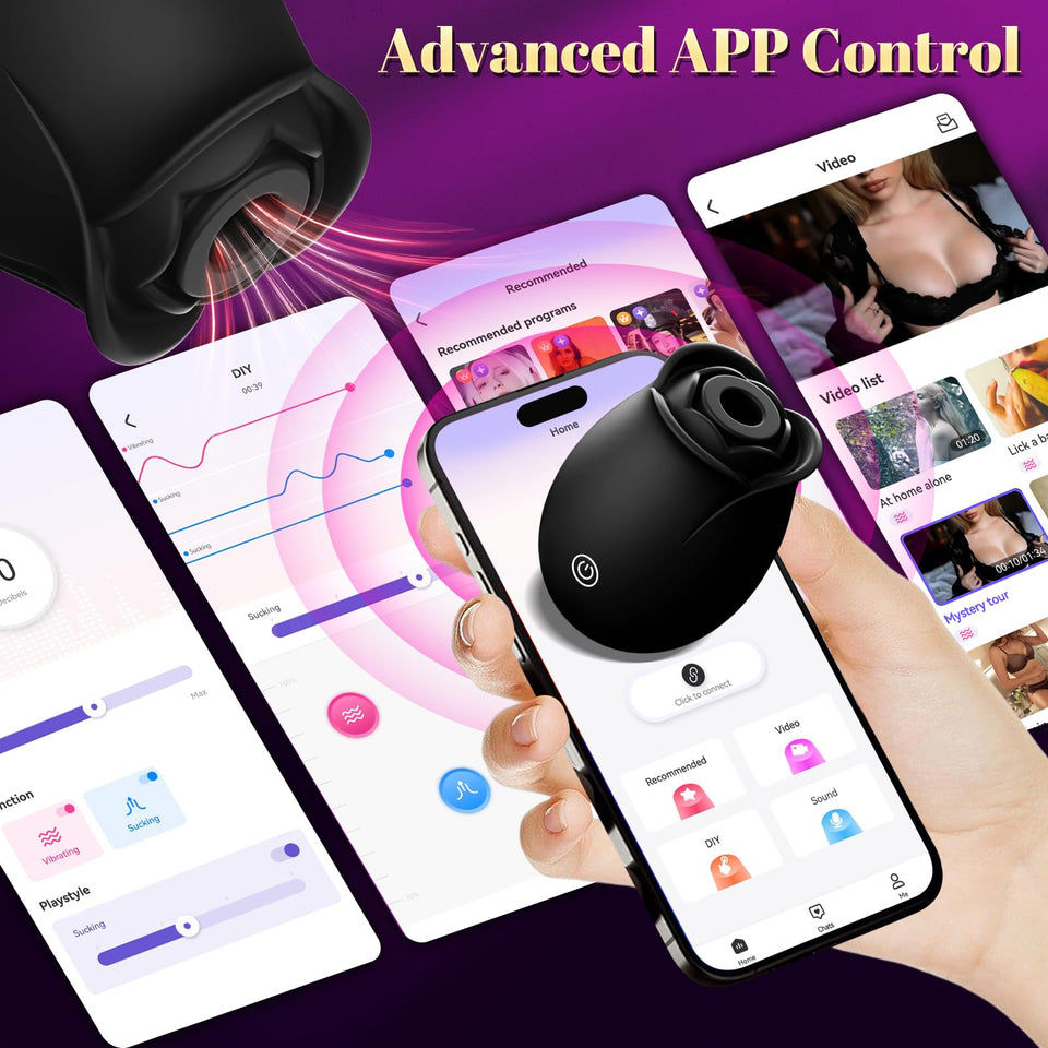 Rose Sex Toy Adult Toys - APP Control Rose Vibrator for Women Sex Toys with 9 Sucking & Vibrating Modes, G Spot Vibrator Adult S