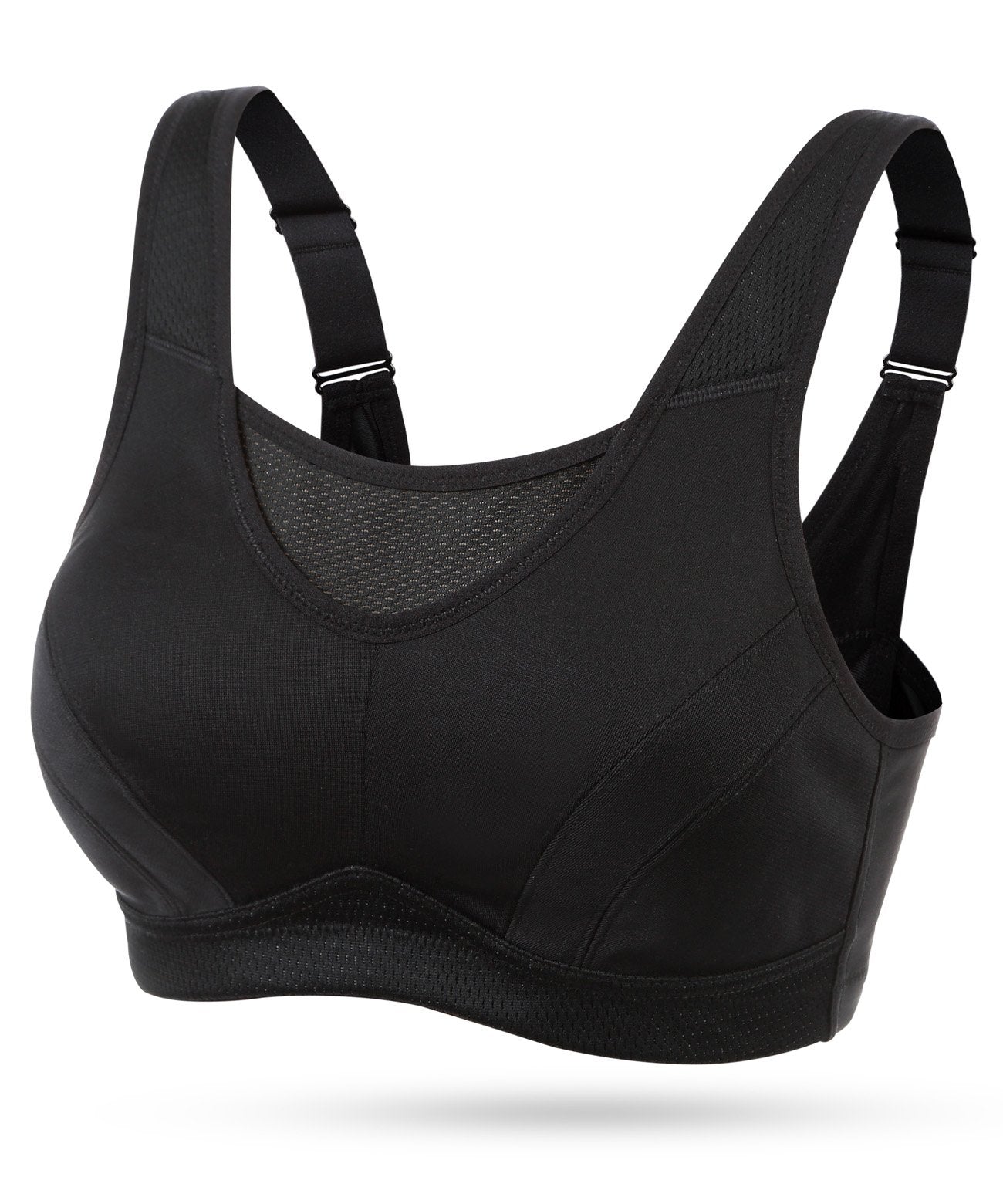 Wingslove Womens Full Coverage High Impact Wirefree Workout Non Padded Sports Bra Bounce Control (Black,34DDD)