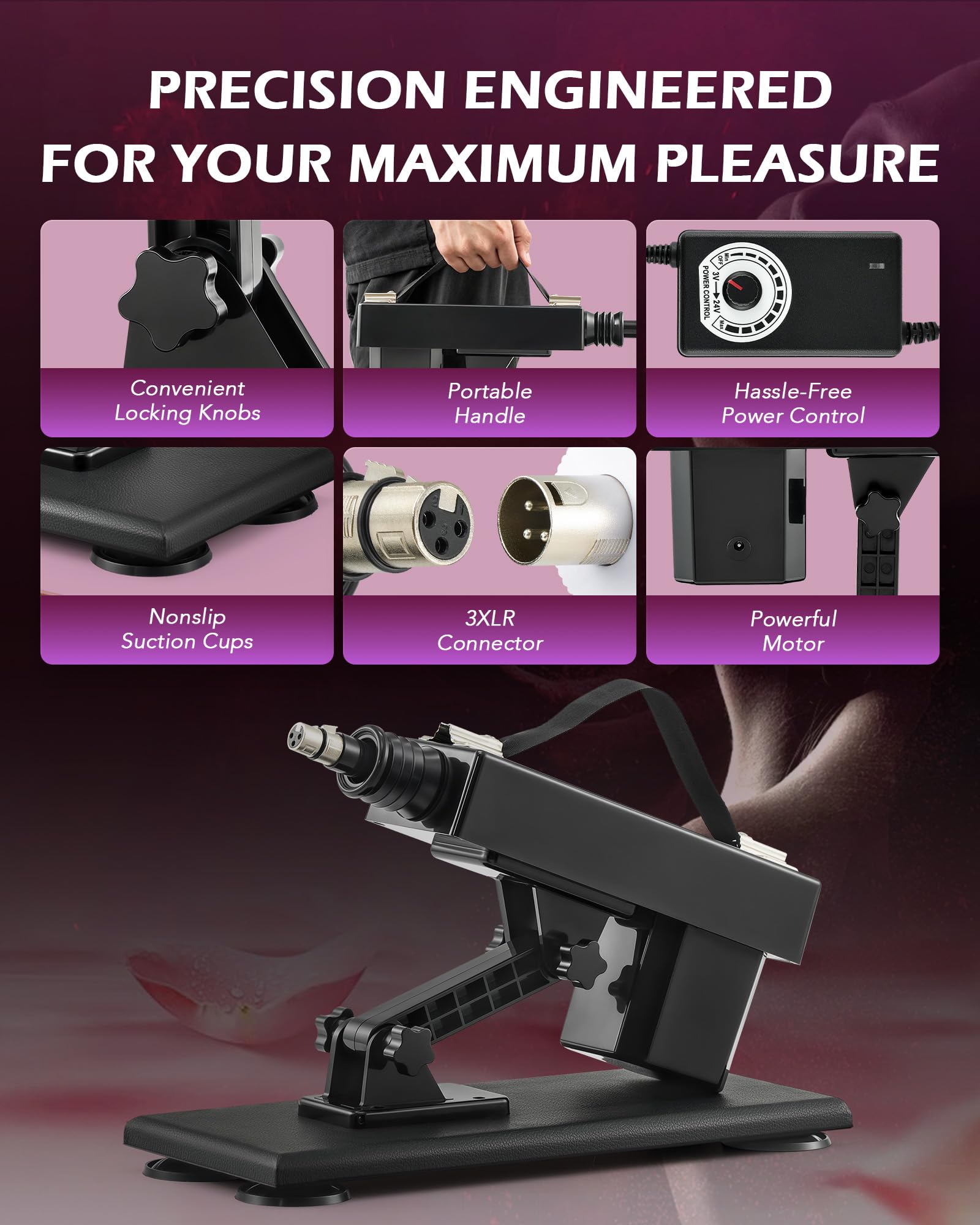 SENSUA Automatic Sex Machine, Dildo Thrusting Machine with 5 Dildos, Extension Bar, & Suction Cup Attachment for Women Men Coupl