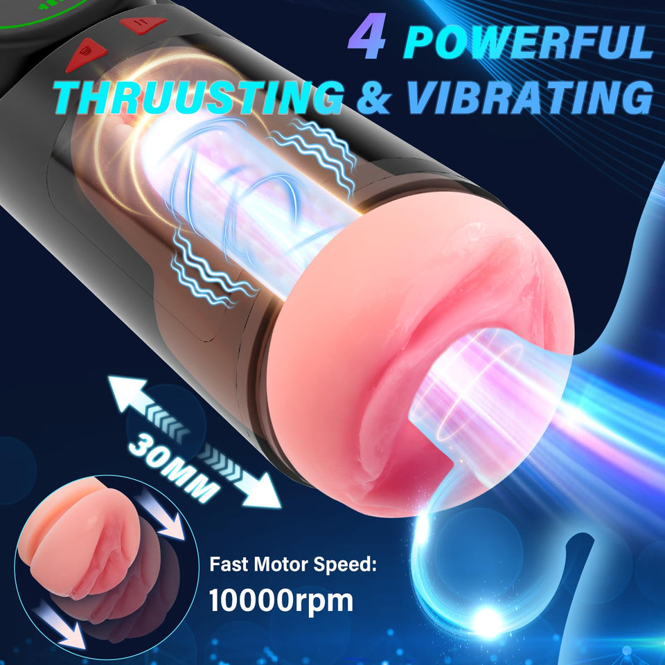 Sex Toys Automatic Male Masturbator - Adult Toys Penis Pump with 4 Sucking & Vibrating & Thrusting Modes, Sex Toys for Men Pocke