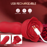 Rose Anal Vibrator Adult Sex Toy Anal Plug Vibrator, 10 Modes, Rechargeable Waterproof Remote Control Vibrating Stimulator Coupl