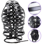 Sex Factory Bondage Hood,BDSM Adjustable Leather Mask Fetish SM Cosplay Masquerade Head Mask Sex Toy for Men Women Couples