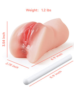 3 in 1 Pocket Pussy Male Masturbator, Sex Doll with 3D Textured Vagina & Tight Anus & Drying Stick, Adult Sex Toy Male Blowjob S