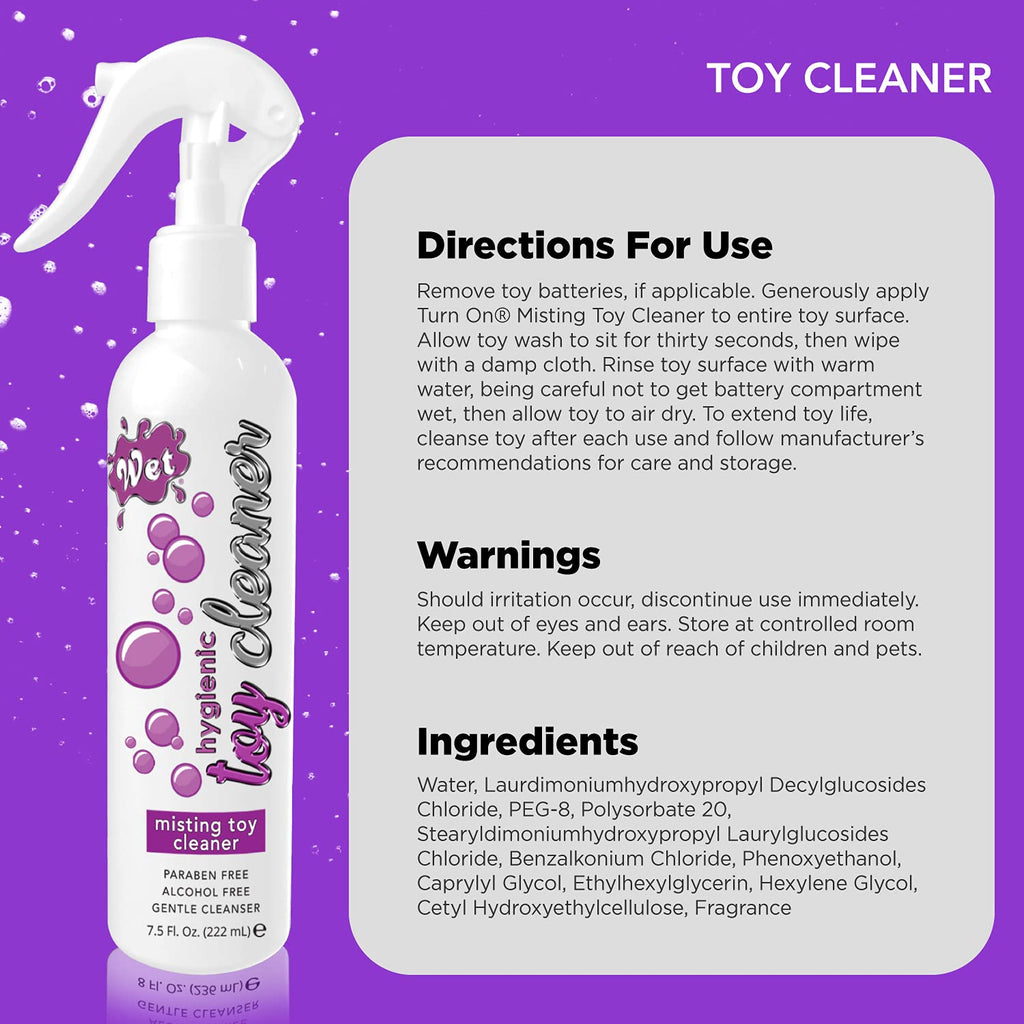 Wet Hygienic Misting Toy Cleaner, All Purpose Alcohol-Free Gentle Cleansing Spray | No Harsh Chemicals, Safe for All Toys and Su