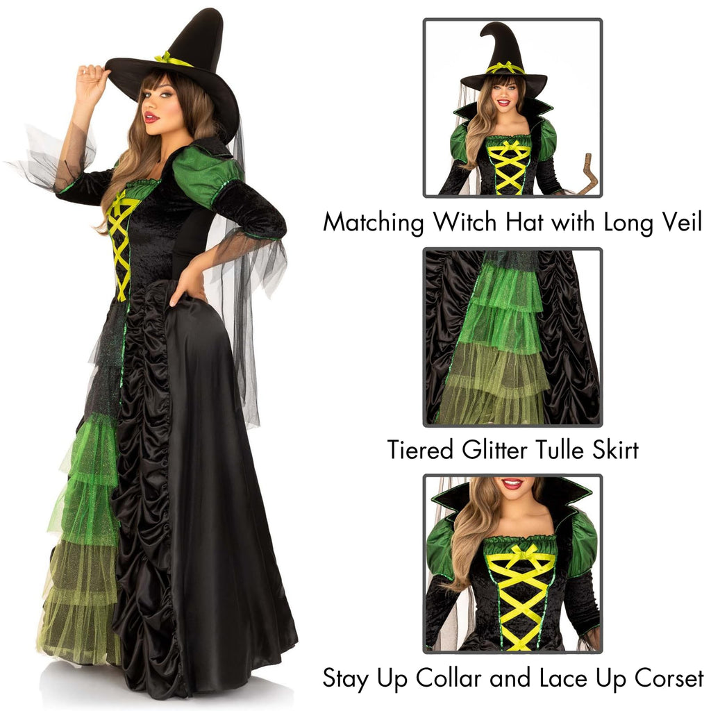 Leg Avenue 2PC.Storybook Witch,dress with Blk/Green Color