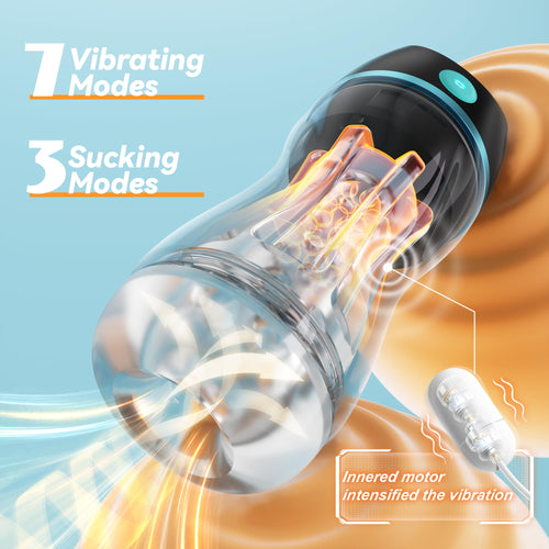 Automatic Male Masturbator with APP Control - Transparent Outer Shell Penis Pump with 3 Vacuum Suction & 7 Vibration, Sex Machin